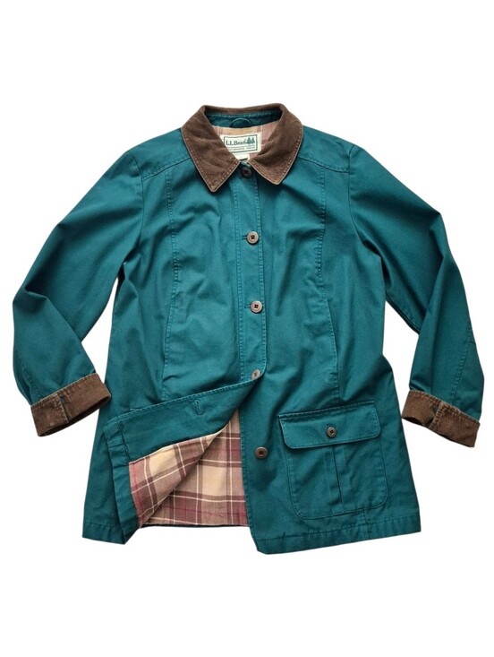L.L. Bean Jackets & Blazers - LL Bean Womens Adirondack Plaid Flannel-Lined Barn Coat M Green Chore Jacket